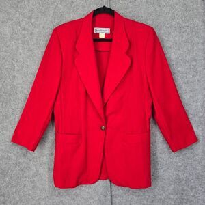 Vintage Norton McNaughton Blazer Women Size 10 Red Long Sleeve Lightweight Jacke